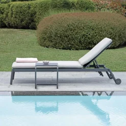 Lettino 205x76 cm da Esterno in Alluminio con Cuscino - Tessara