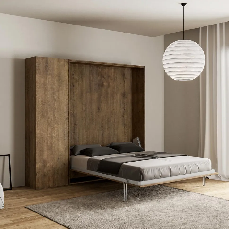 Letto a Una Piazza e Mezza a Scomparsa Verticale con Colonna - Magicompare