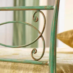 Letto a una piazza e mezzo in ferro battuto verde rame Gabriella