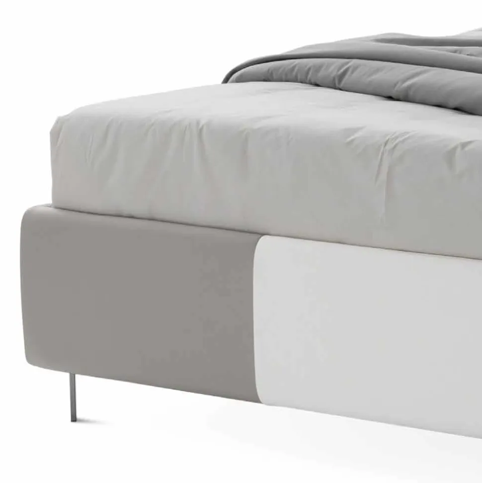 Letto con Contenitore Matrimoniale in Ecopelle Bicolore Made in Italy – Jasmine