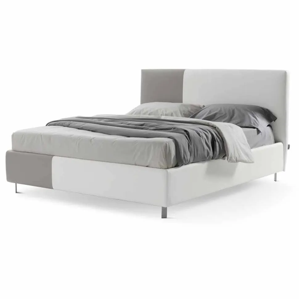Letto con Contenitore Matrimoniale in Ecopelle Bicolore Made in Italy – Jasmine
