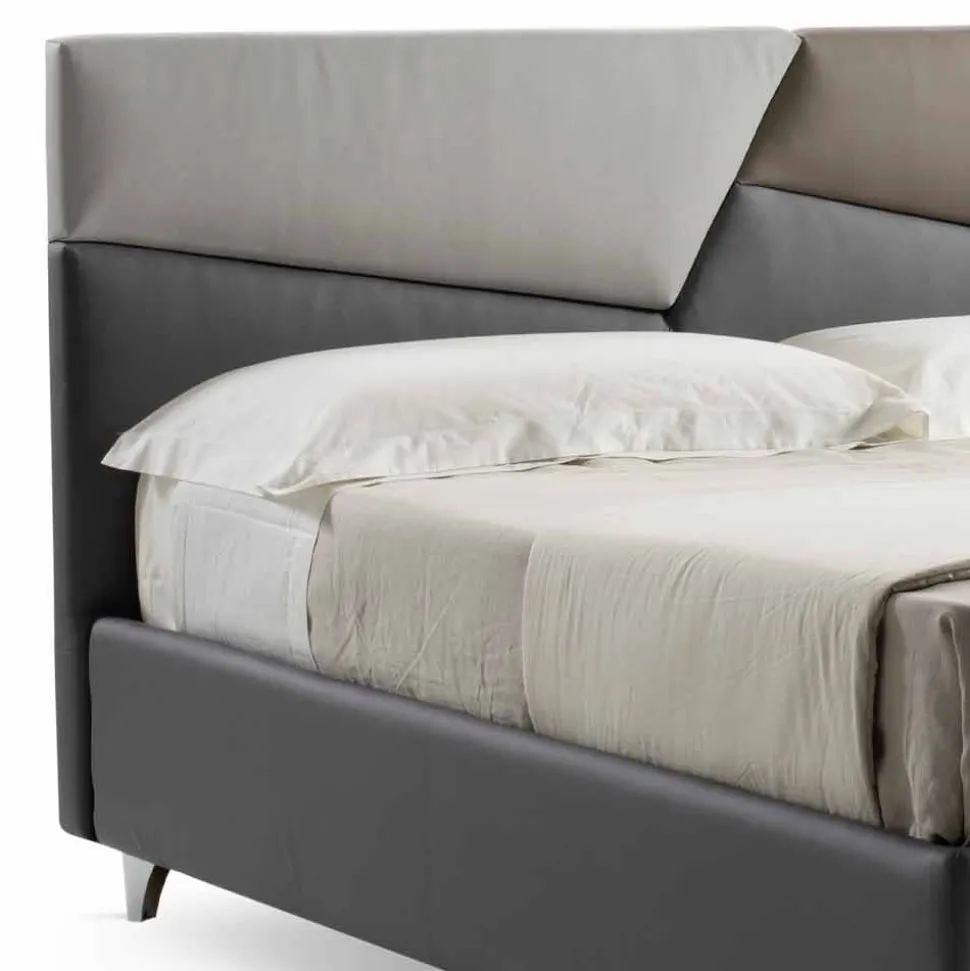 Letto con Contenitore Matrimoniale Imbottito in Ecopelle Made in Italy – Raggino
