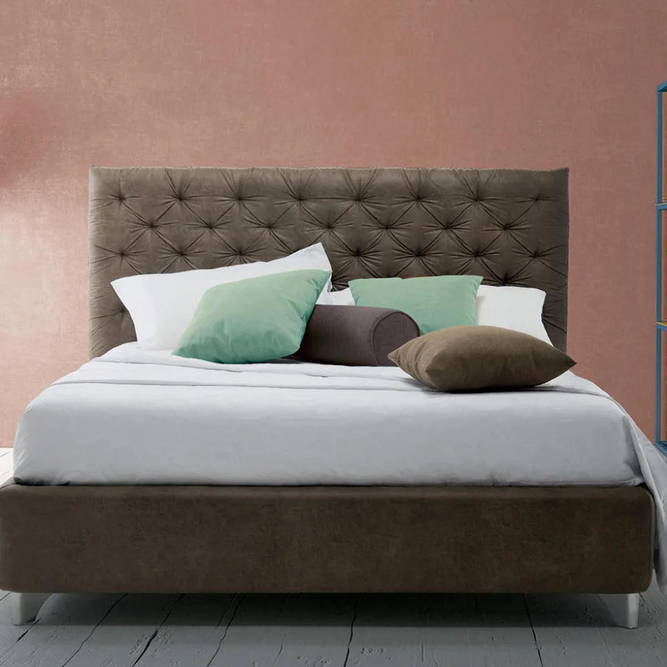 Letto Contenitore Matrimoniale Imbottito Tessuto o Ecopelle Made in Italy – Euro