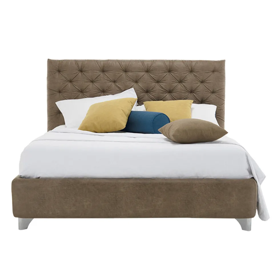 Letto Contenitore Matrimoniale Imbottito Tessuto o Ecopelle Made in Italy – Euro