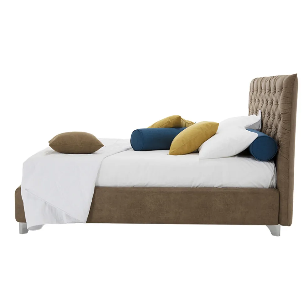 Letto Contenitore Matrimoniale Imbottito Tessuto o Ecopelle Made in Italy – Euro