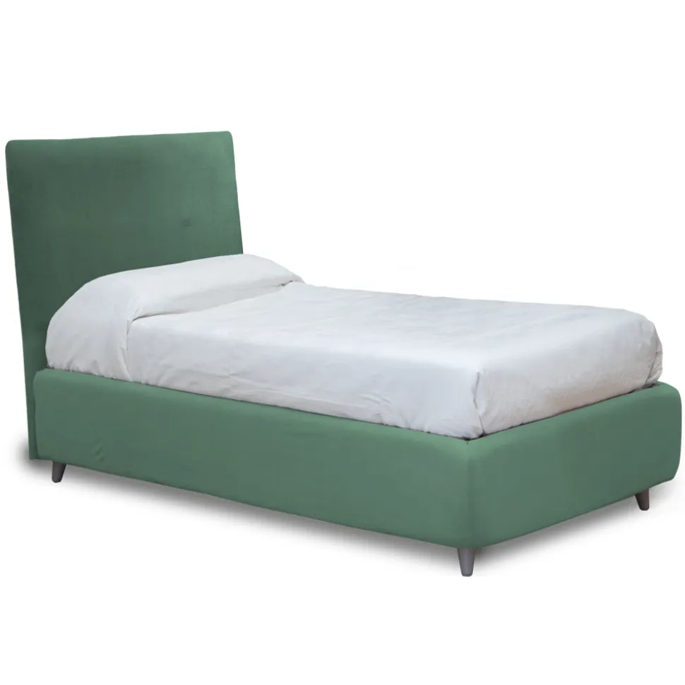 Letto da Una Piazza con Testiera in Tessuto Realizzato in Italia - Fiuto