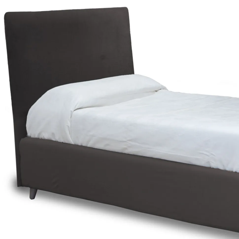 Letto da Una Piazza con Testiera in Tessuto Realizzato in Italia - Fiuto