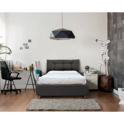 Letto da Una Piazza e Mezza con Testata Imbottita e Piedini Made in Italy - Aaron