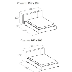 Letto Imbottito Matrimoniale Moderno con Pieghe o Trapuntato di Design - Thomas