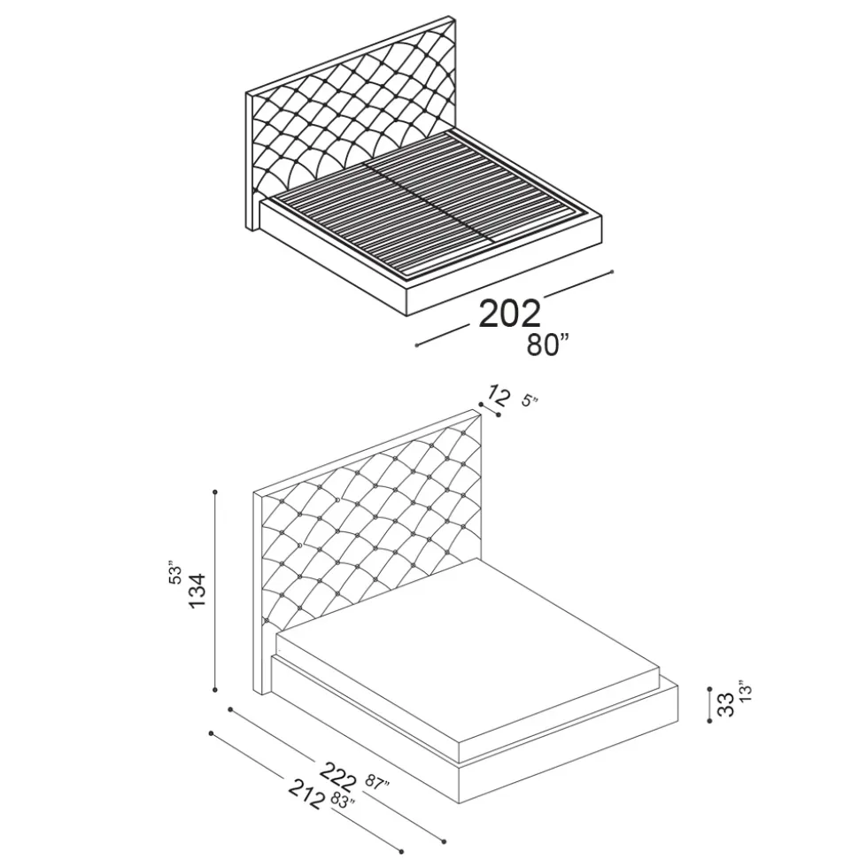 Letto Matrimoniale Capitonné con Contenitore Opzionale Made in Italy - Sciocco