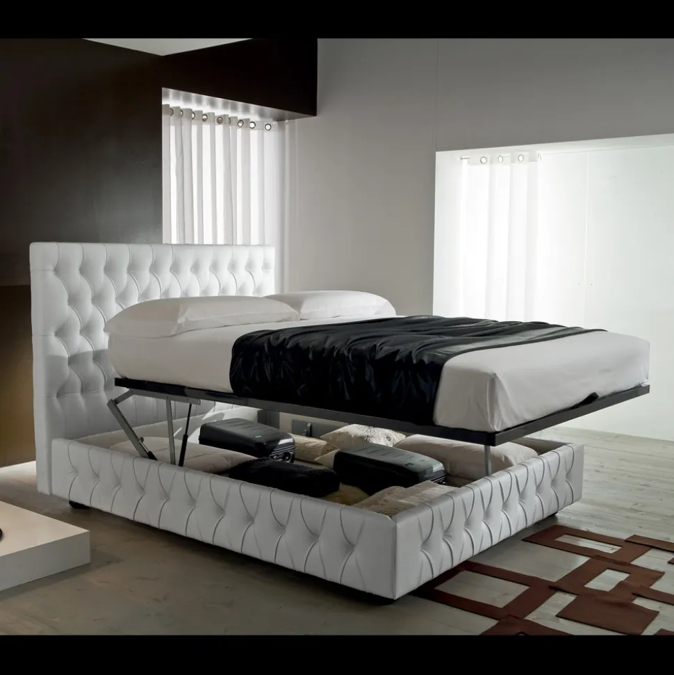 Letto Matrimoniale Capitonné con Contenitore Opzionale Made in Italy - Sciocco