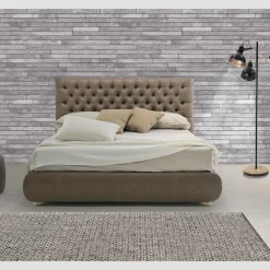Letto Matrimoniale Classico con Box in Tessuto o Ecopelle Made in Italy – Libano