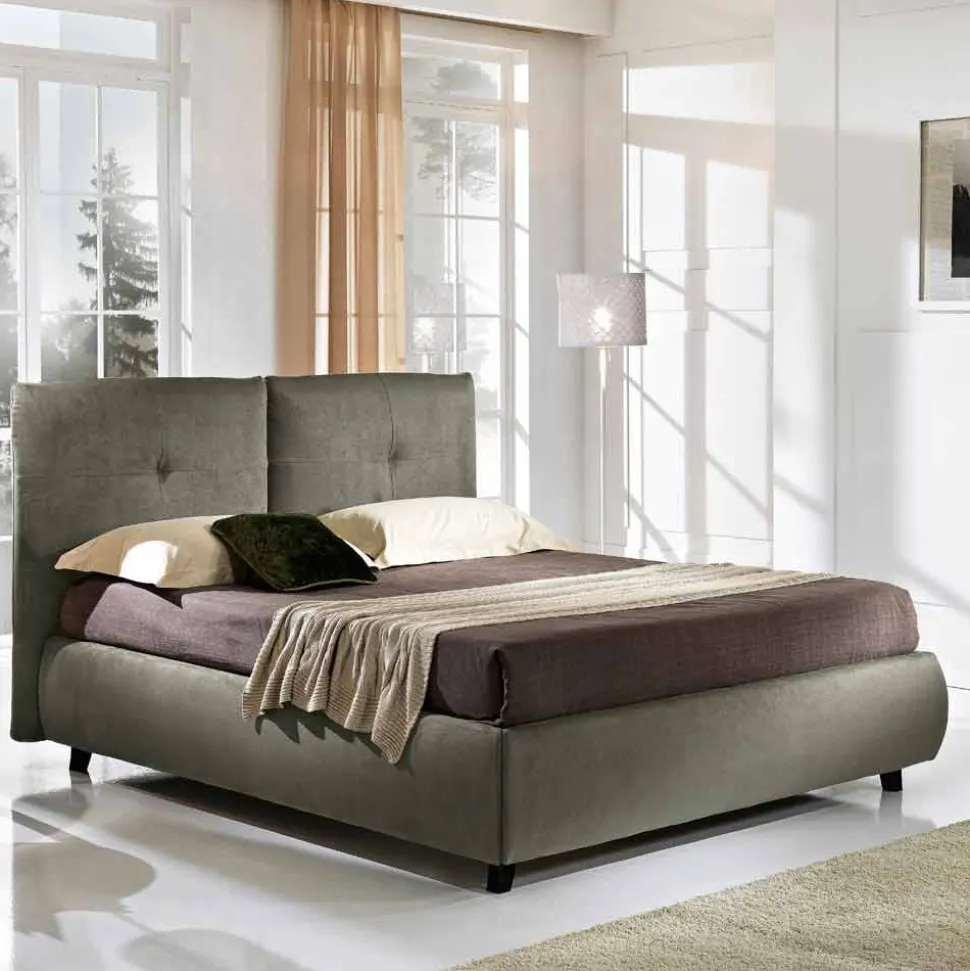 Letto matrimoniale con box contenitore alzante 160x190/200 cm Nina
