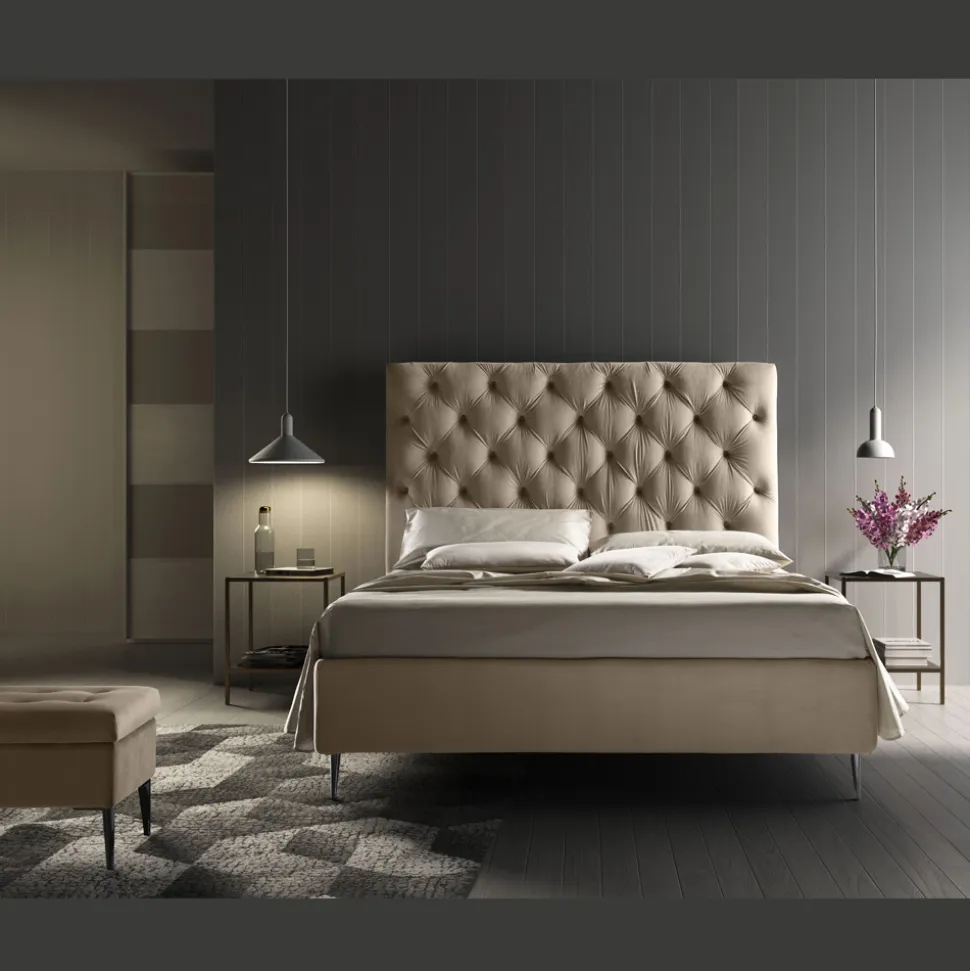 Letto Matrimoniale con Box Contenitore e Rete 160x190 Made in Italy - Sallie