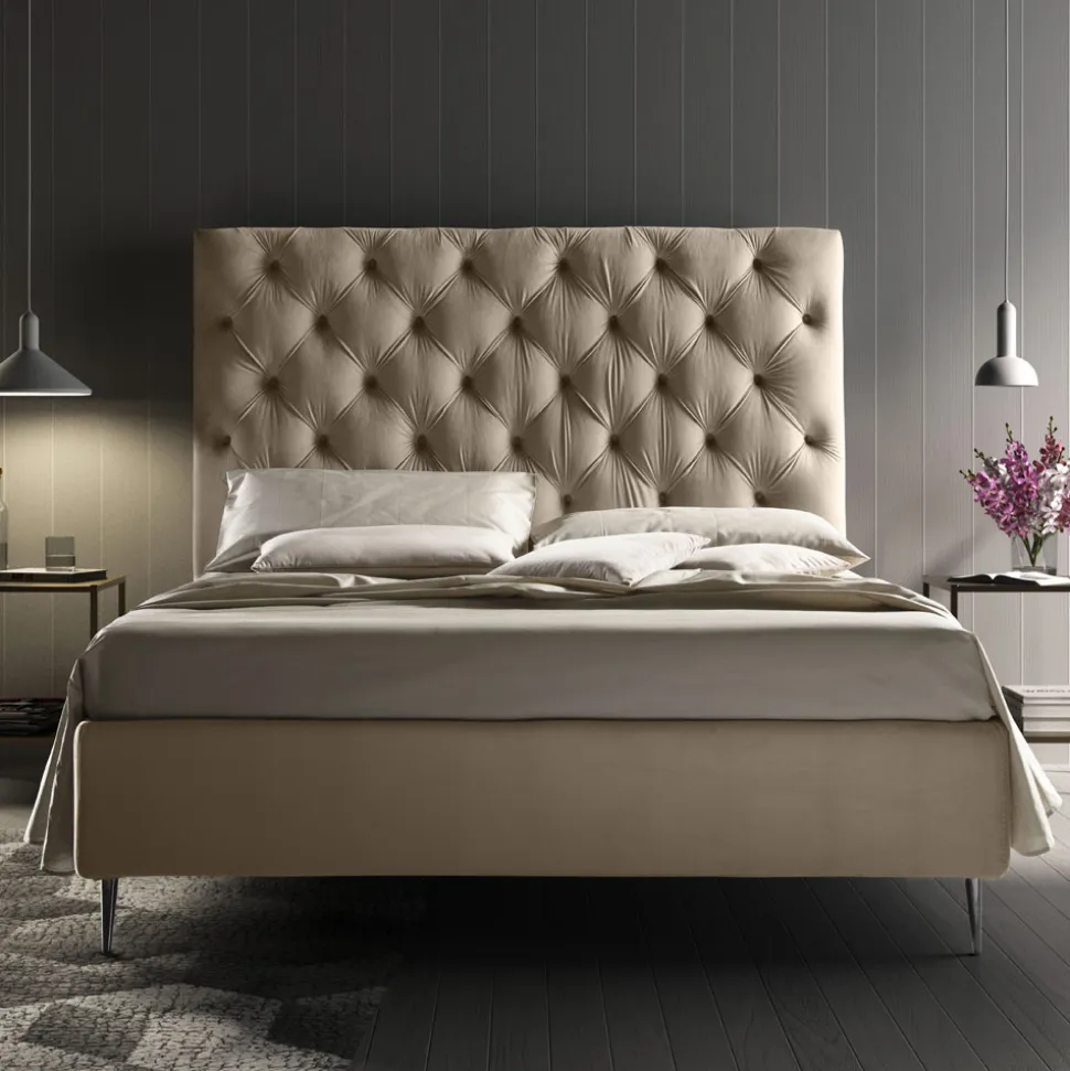 Letto Matrimoniale con Box Contenitore e Rete 160x190 Made in Italy - Sallie