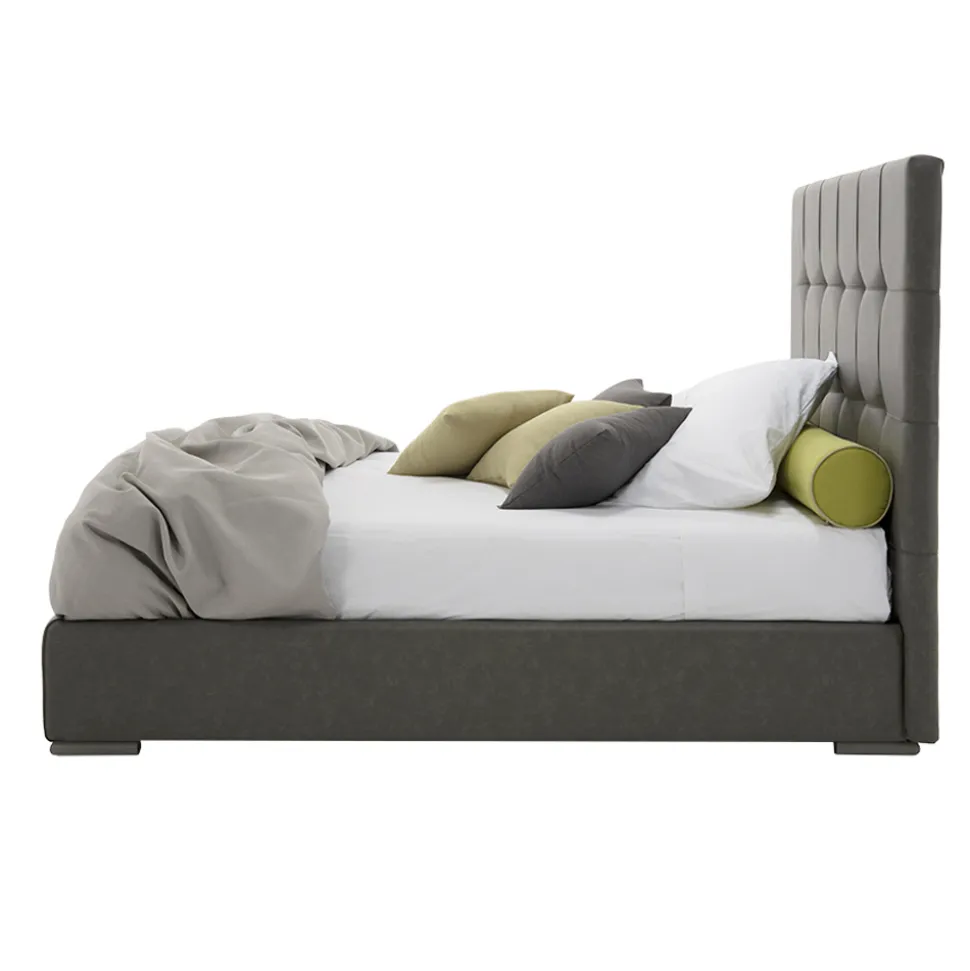 Letto Matrimoniale con Box e Testata King Size in Tessuto o Ecopelle – Ponente