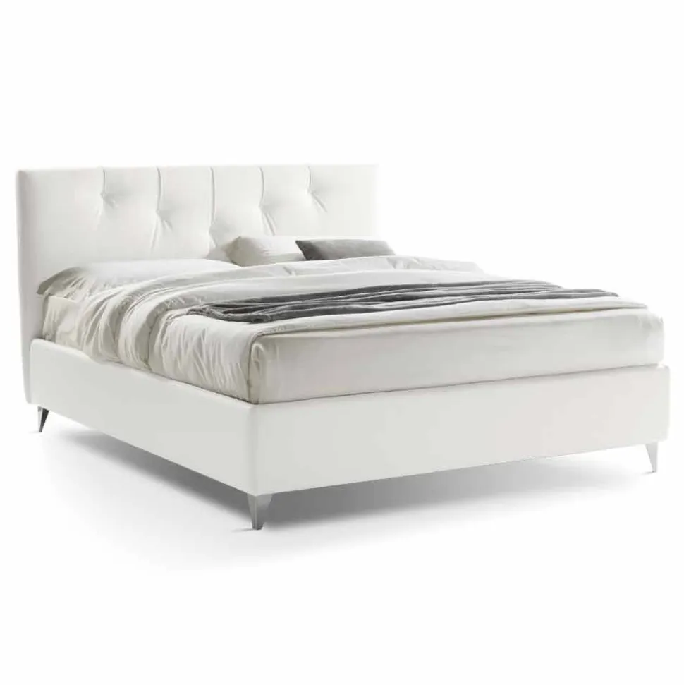 Letto Matrimoniale con Contenitore Imbottito Ecopelle Made in Italy – Maschera