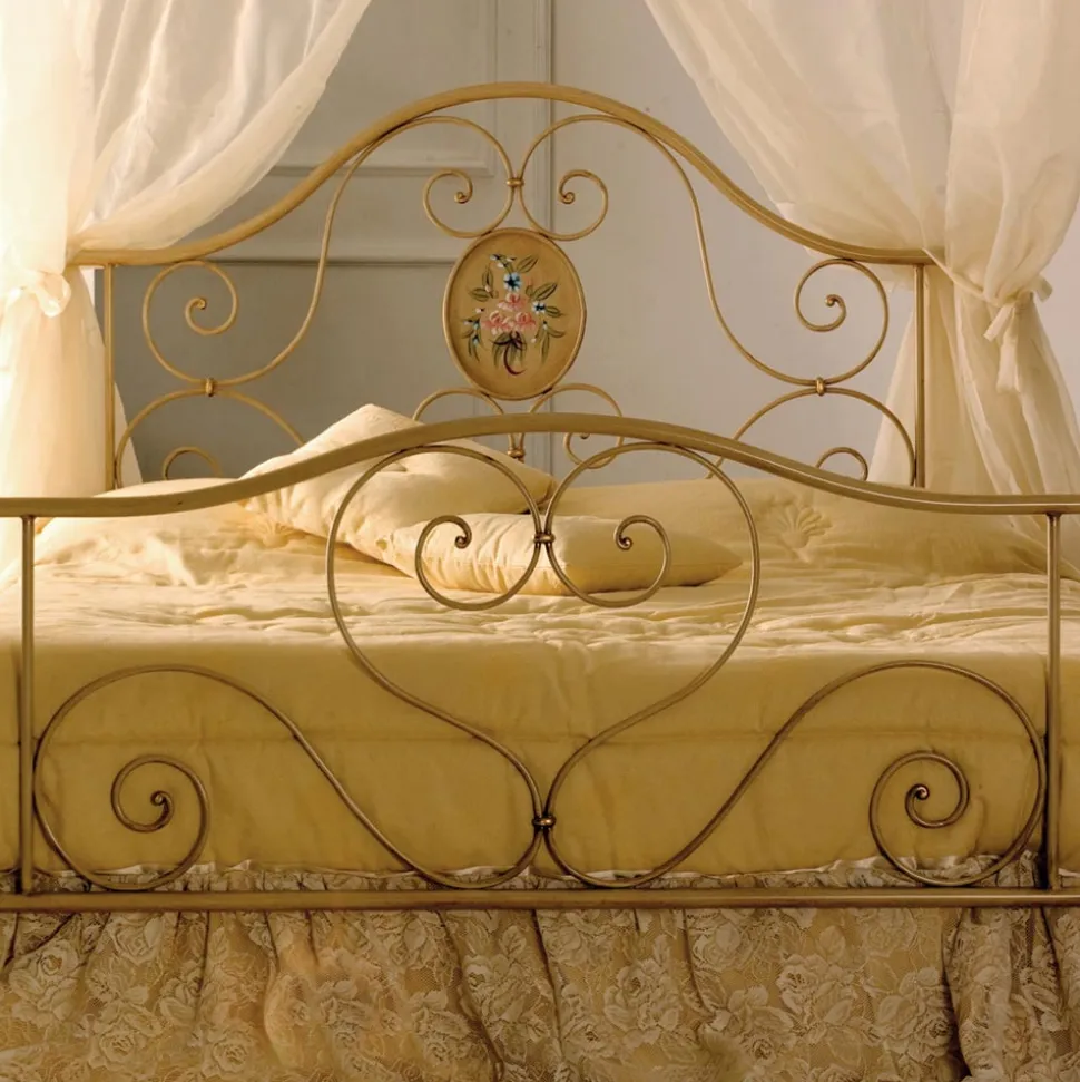 Letto Matrimoniale con Pediera Coordinata in Ferro Tubolare Made in Italy - Chic