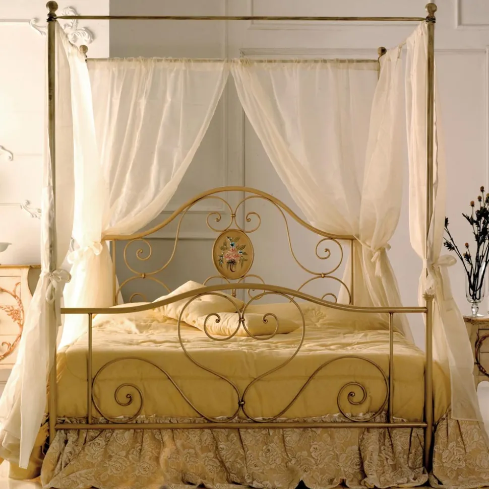 Letto Matrimoniale con Pediera Coordinata in Ferro Tubolare Made in Italy - Chic