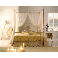 Letto Matrimoniale con Pediera Coordinata in Ferro Tubolare Made in Italy - Chic