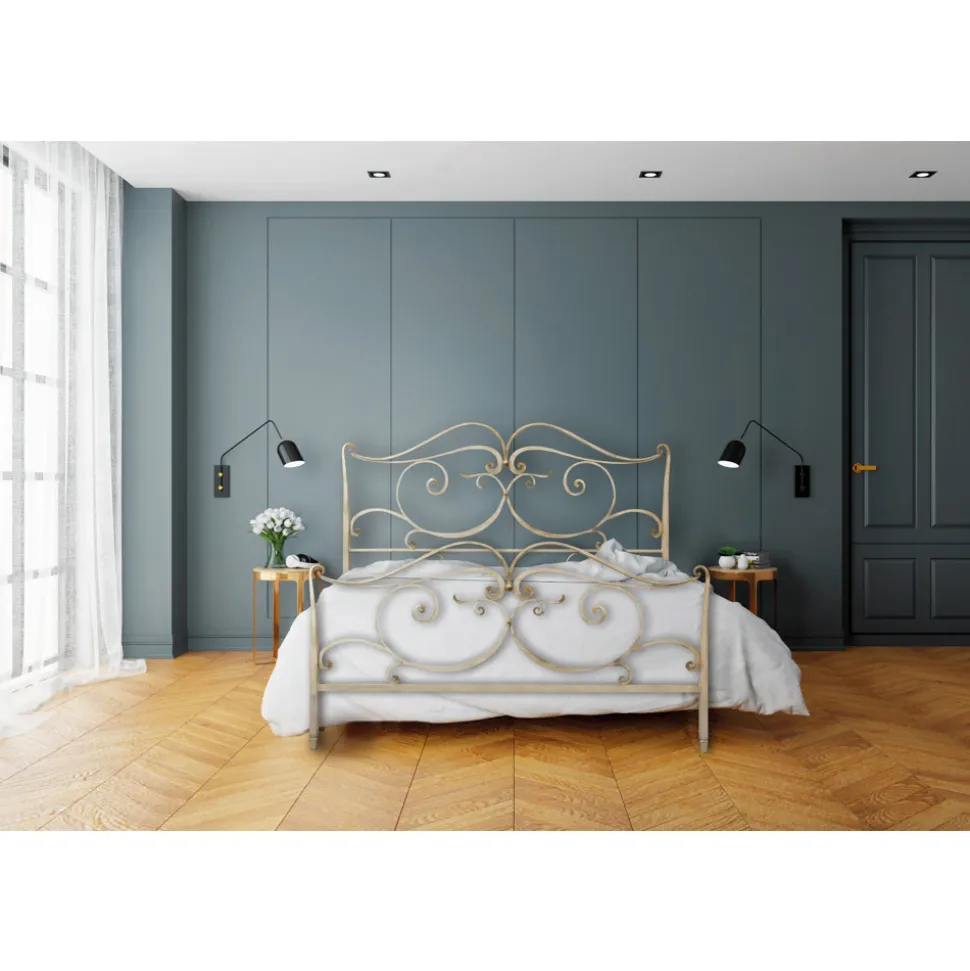 Letto Matrimoniale con Pediera Coordinata in Ferro Made in Italy - Penny