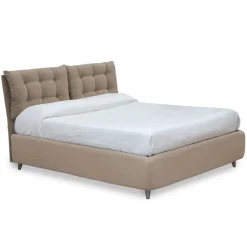 Letto Matrimoniale con Testata Imbottita e Piedini Made in Italy - Aaron