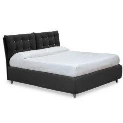 Letto Matrimoniale con Testata Imbottita e Piedini Made in Italy - Aaron