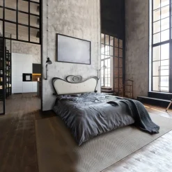 Letto Matrimoniale con Testata e Giroletto in Ferro Made in Italy - Finitura