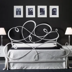 Letto Matrimoniale con Testata in Ferro Pieno Made in Italy - Nebbia