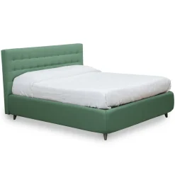 Letto Matrimoniale con Testiera in Ecopelle o Tessuto Made in Italy - Buddy