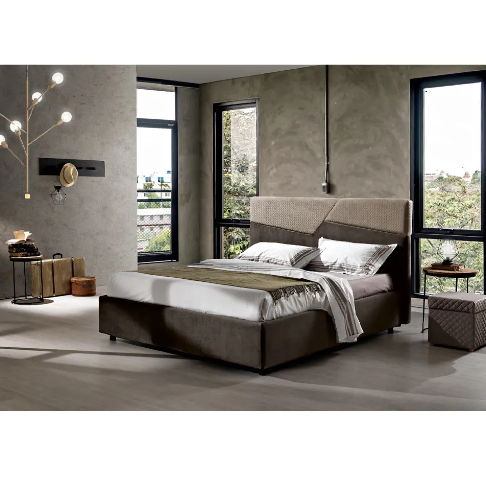 Letto Matrimoniale di Design Moderno con Testata a Pieghe o Trapuntata - Alano