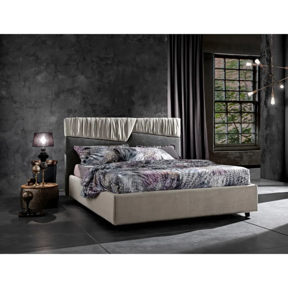 Letto Matrimoniale di Design Moderno con Testata a Pieghe o Trapuntata - Alano