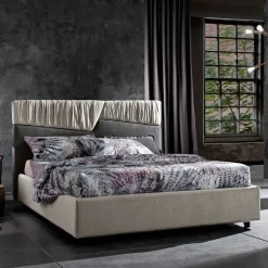 Letto Matrimoniale di Design Moderno con Testata a Pieghe o Trapuntata - Alano