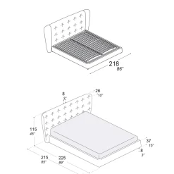 Letto Matrimoniale Imbottito in Poliuretano Espanso Made in Italy - Capriccio