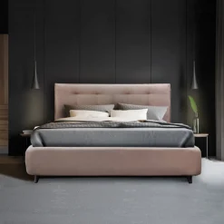 Letto Matrimoniale Imbottito con Contenitore Opzionale Made in Italy - Akira