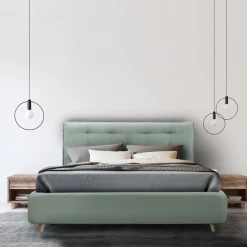 Letto Matrimoniale Imbottito con Contenitore Opzionale Made in Italy - Akira