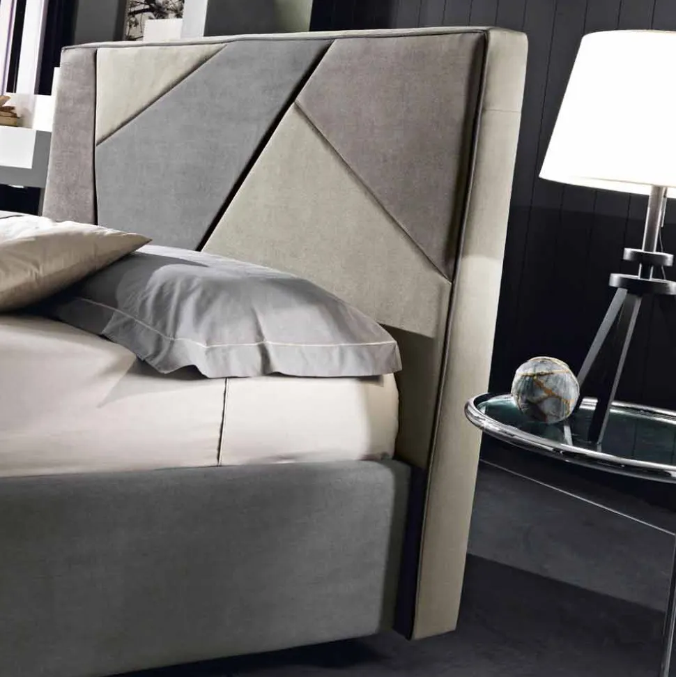 Letto matrimoniale imbottito con contenitore alzante 160x190/200cm Mia