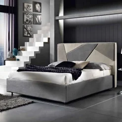 Letto matrimoniale imbottito con contenitore alzante 160x190/200cm Mia