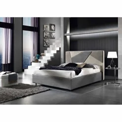 Letto matrimoniale imbottito con contenitore alzante 160x190/200cm Mia