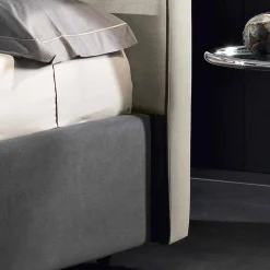 Letto matrimoniale imbottito con contenitore alzante 160x190/200cm Mia