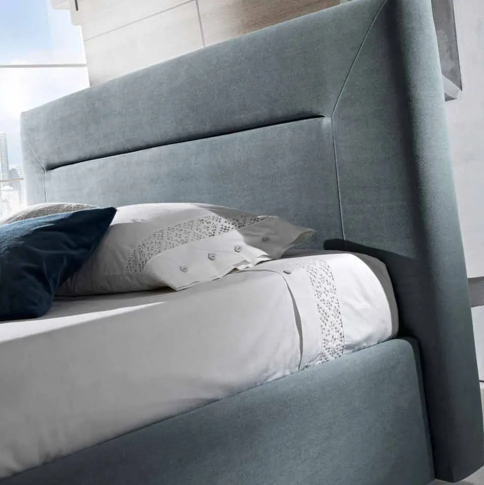 Letto matrimoniale imbottito moderno con box alzante 160x190/200cm Sun
