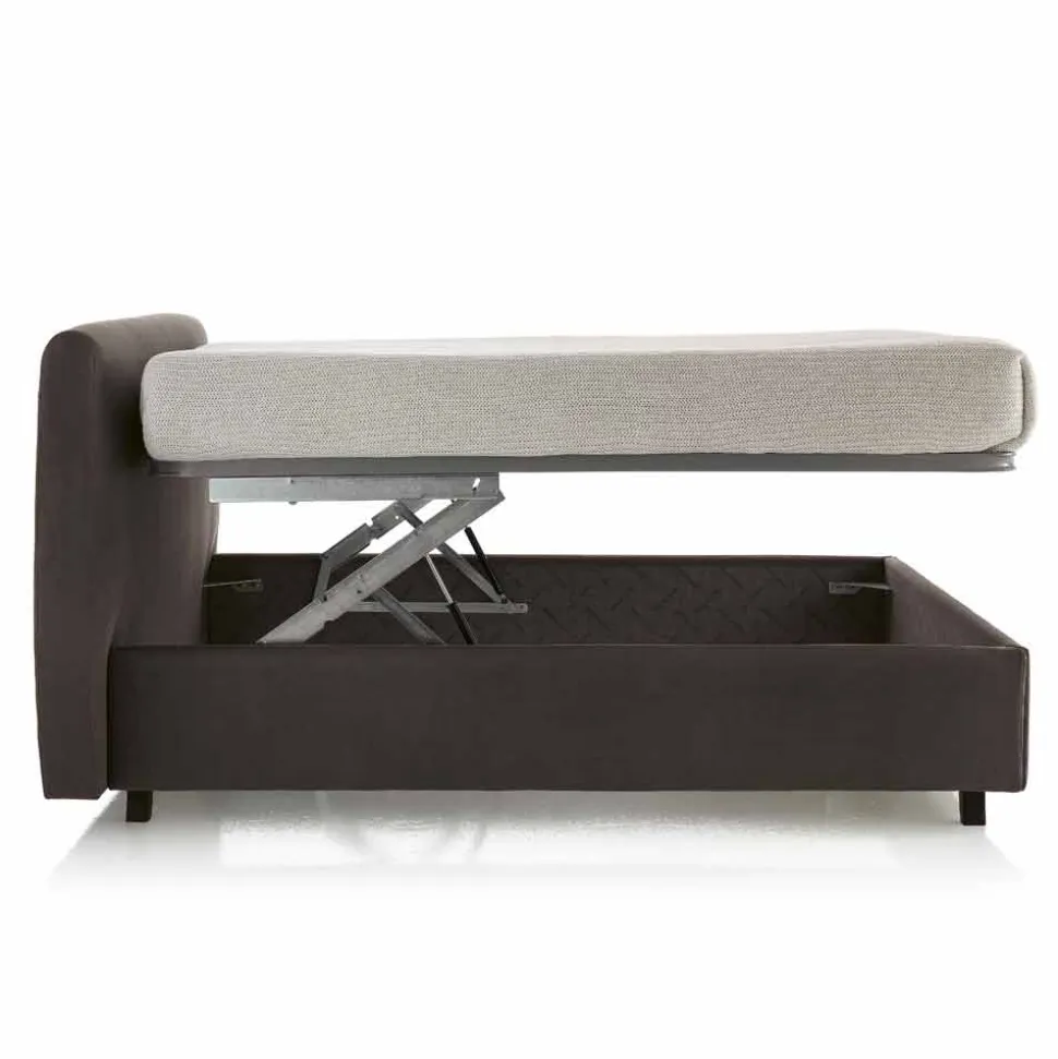Letto matrimoniale imbottito moderno con box alzante 160x190/200cm Sun