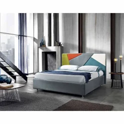 Letto matrimoniale imbottito con box alzante 160x190/200cm Mia