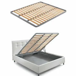 Letto Matrimoniale Imbottito con Contenitore Tessuto Made in Italy – Ciottolino