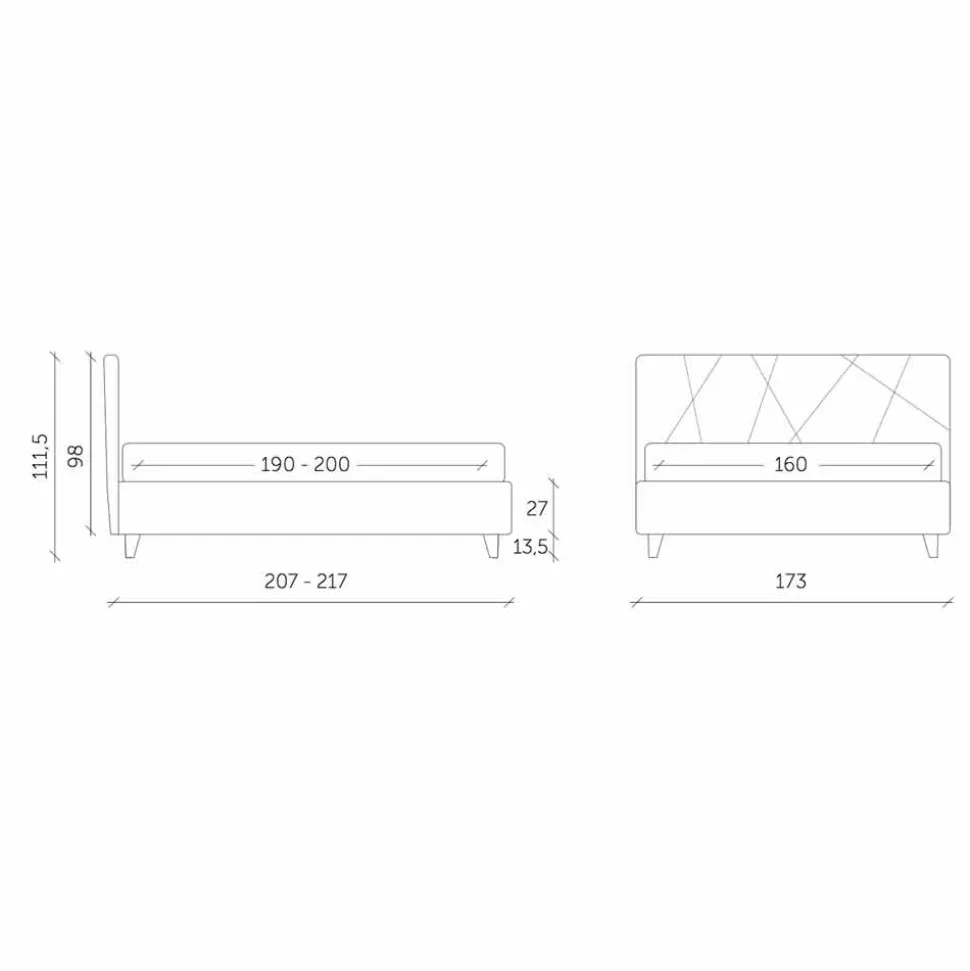 Letto Matrimoniale Imbottito con Contenitore Tessuto Made in Italy – Ciottolino