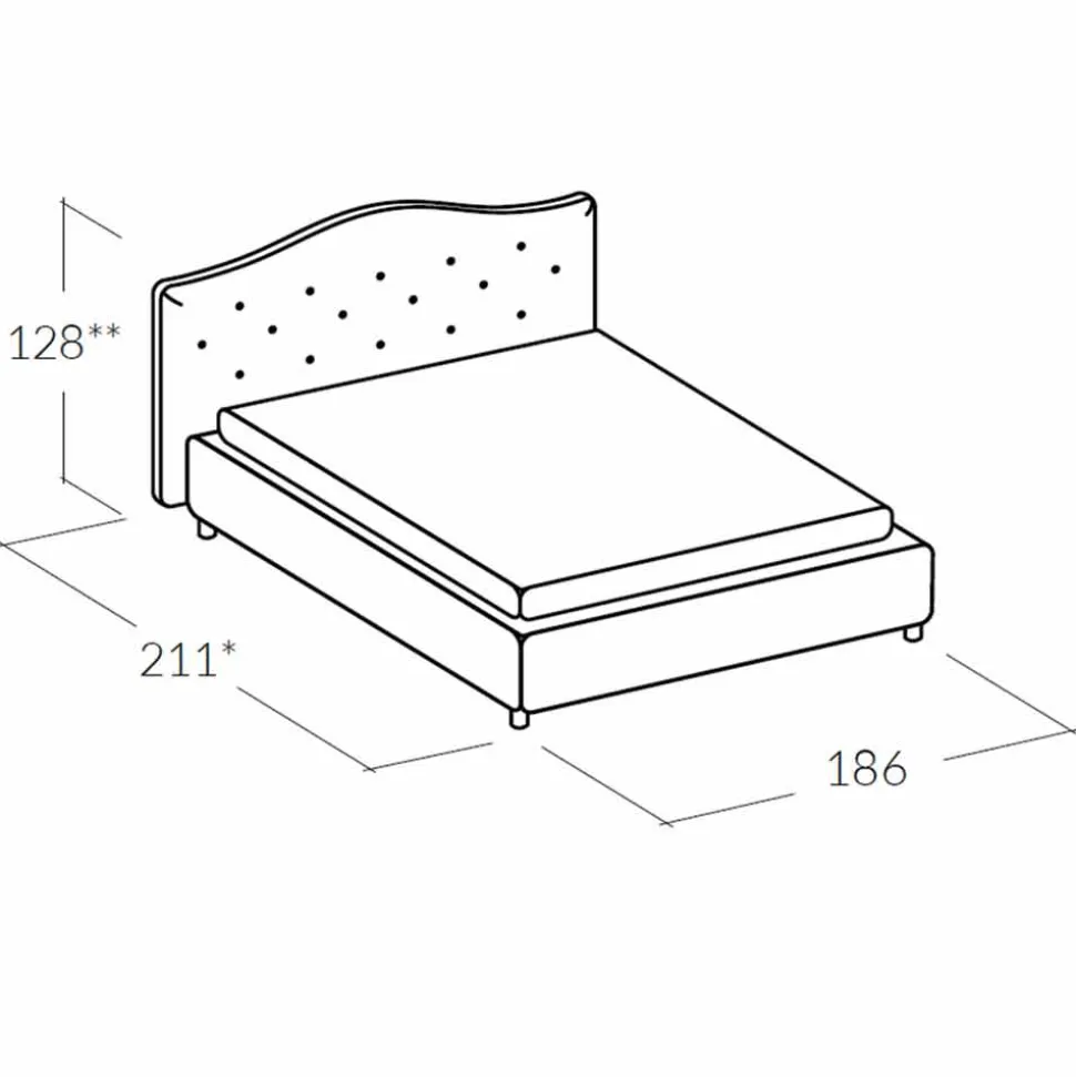 Letto matrimoniale imbottito con box contenitore 160x190/200cm Leone