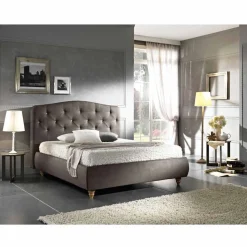 Letto matrimoniale imbottito con box contenitore 160x190/200cm Leone