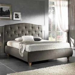Letto matrimoniale imbottito con box contenitore 160x190/200cm Leone
