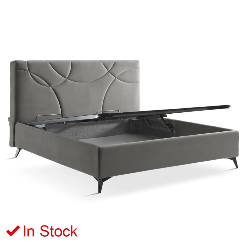 Letto Matrimoniale Imbottito con Box Contenitore Made in Italy - Girasole