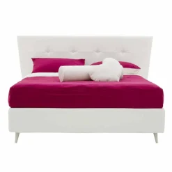 Letto Matrimoniale Imbottito in Similpelle con Swarovski Made in Italy - Perzio